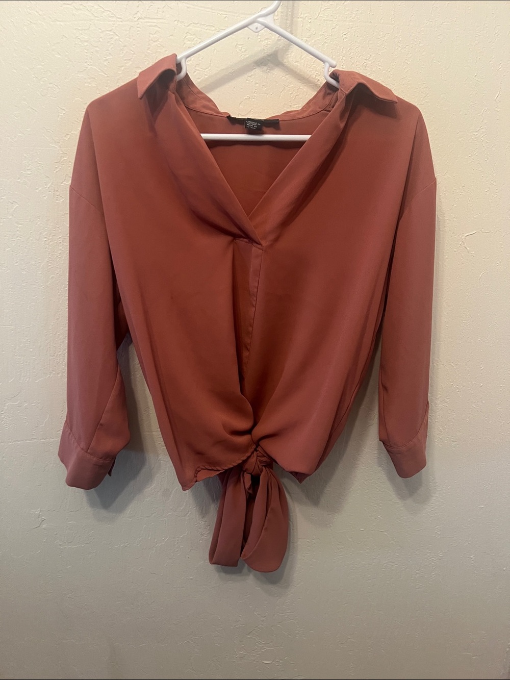 Forever 21 Rust Tie-Front Collared Blouse